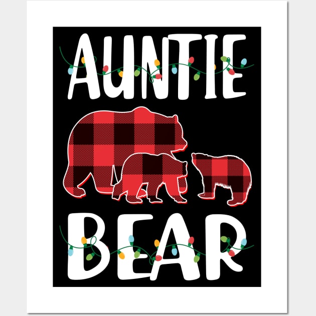 Aunt Bear Red Plaid Christmas Pajama Matching Family Gift Wall Art by intelus